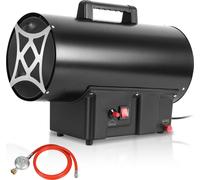 Bettizia Soufflerie de chauffage à gaz 30 kW, avec tuyau de raccordement, réducteur de pression, turbo-ventilateur, pour bouteilles de gaz usuelles, générateur d'air chaud Canon à gaz Chauffeur de cha