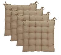 Betz Galette de Chaise avec Brides - Coussin de siège Taille 40 cm x 40 cm x 4 cm Colore Beige