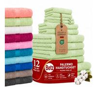 Betz Lot de 12 Serviettes Palermo Set de 2 draps de Bain 4 Serviettes de Toilette 2 Serviettes d'invité 2 lavettes 2 Gants de Toilette 100% Coton Couleur Vert