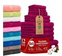 Betz Lot de 12 Serviettes Palermo Set de 2 draps de Bain 4 Serviettes de Toilette 2 Serviettes d'invité 2 lavettes 2 Gants de Toilette 100% Coton Couleur Rouge Canneberge