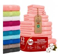 Betz Lot de 12 Serviettes Palermo Set de 2 draps de Bain 4 Serviettes de Toilette 2 Serviettes d'invité 2 lavettes 2 Gants de Toilette 100% Coton Couleur Abricot