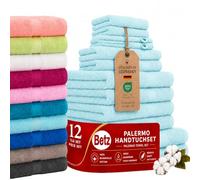 Betz Lot de 12 Serviettes Palermo Set de 2 draps de Bain 4 Serviettes de Toilette 2 Serviettes d'invité 2 lavettes 2 Gants de Toilette 100% Coton Couleur Turquoise