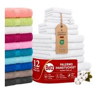 Betz Lot de 12 Serviettes Palermo Set de 2 draps de Bain 4 Serviettes de Toilette 2 Serviettes d'invité 2 lavettes 2 Gants de Toilette 100% Coton Couleur Blanc