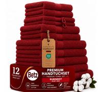Betz Lot de 12 Serviettes Premium Set de 2 draps de Bain 4 Serviettes de Toilette 2 Serviettes d'invité 2 lavettes 2 Gants de Toilette 100% Coton Couleur Rouge Rubis