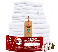 Betz Lot de 12 Serviettes Premium Set de 2 draps de Bain 4 Serviettes de Toilette 2 Serviettes d'invité 2 lavettes 2 Gants de Toilette 100% Coton Couleur Blanc
