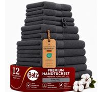 Betz Lot de 12 Serviettes Premium Set de 2 draps de Bain 4 Serviettes de Toilette 2 Serviettes d'invité 2 lavettes 2 Gants de Toilette 100% Coton Couleur Graphite