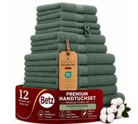Betz Lot de 12 Serviettes Premium Set de 2 draps de Bain 4 Serviettes de Toilette 2 Serviettes d'invité 2 lavettes 2 Gants de Toilette 100% Coton Couleur Vert Sapin