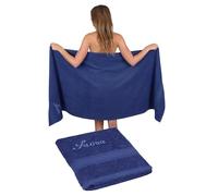 Betz Lot de 2 Serviettes à Sauna France 100% Coton dans Plusieurs Couleurs, Taille 80 x 200 cm Color Bleu Marine