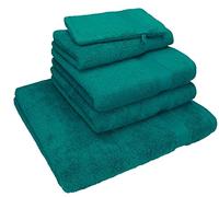 Betz Lot de 5 Serviettes Nice Pack 100% Coton 1 Serviette de Douche 2 Serviettes de Toilette 1 Serviette d'invité 1 Gant de Toilette Couleur Vert émeraude