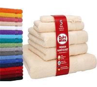 Betz Lot de 5 Serviettes Set de 1 Drap de Bain 2 Serviettes de Toilette 1 Serviette d'invité 1 Gant de Toilette 100% Coton Premium Color Beige