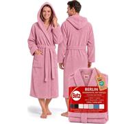 Betz Peignoir à capuche en 100 % coton - Peignoir de bain en tissu éponge pour homme et femme - Douillet, absorbant et long - Série Berlin - Couleur lotus - Taille S/M