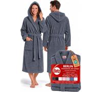 Betz Peignoir d'intérieur en Coton avec Capuche pour Hommes et Femmes adapté pour Sauna et Bain Couleur Gris foncé Taille S/M Berlin