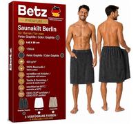 Betz Serviette à Sauna pour Homme Tissu éponge Kilt Wellness pour Le Sauna Taille Ajustable par Bouton et élastique 100% Coton Couleur Gris Graphite Berlin