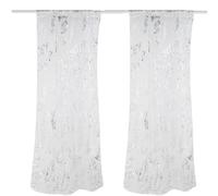 Beufee 2pcs Plumes Impression voilages, Blancs voilages décoratifs Tulle fenêtre Panneaux de Voilage estampage à Chaud Rideaux pour Chambre Salon(Argent)