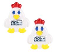 Beufee Lot de 2 minuteurs de cuisine, minuterie électronique LCD numérique avec aimant et support pour études d'exercices et pâtisserie (poulet)