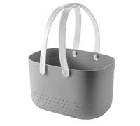 Beufee Panier de douche, organisateur de caddie avec poignée, support de jouets de bain portable, panier de rangement en plastique réutilisable avec trous de ventilation pour salle de (Grey)