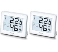 Beurer HM 16 Thermo-hygromètre, contrôle du climat intérieur à l'aide de l'affichage de la température et de l'humidité, Argent (Lot de 2)