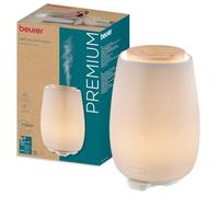 Beurer LA 45 Diffuseur d'arôme pour huiles essentielles, nébuliseur à ultrasons pour aromathérapie, lumière LED en 9 Couleurs, boîtier en céramique & Couvercle en Bois, minuterie & arrêt Automatique