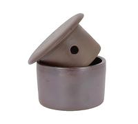 Beurrier à eau rond marron en grès de Noron Poterie Turgis 210g - Beurre plus tendre et mieux conservé - Produits-Normandie