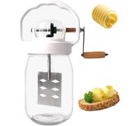 Beurrier à manivelle, 1500 ml en verre et en acier inoxydable, facile à démonter et à laver, pour la pâtisserie à la maison et la cuisine