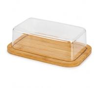 Beurrier avec base en acier inoxydable et couvercle en plastique transparent 12 x 19 x 6 cm