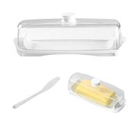 Beurrier avec Couvercle, Beurrier pour Réfrigérateur, Plateau Porte-Beurre en Plastique pour Beurre de la Côte Est/Ouest, Sans BPA, Passe au Micro-ondes/Lave-vaisseur (Matériau: PE+Acier inoxydable