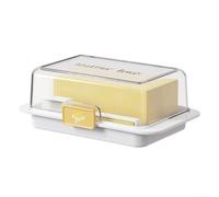 Beurrier avec couvercle et cuillère, 250 g, hermétique, pour réfrigérateur, table, moderne, noir, blanc (blanc)