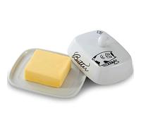 Beurrier avec poignée pour 250 g de beurre, céramique de qualité supérieure, blanc avec motif chat noir, porcelaine, Beurre classique, Boîte à beurre, Passe au lave-vaisselle