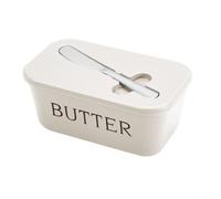 Beurrier avec porte-spatule - Boîte à beurre en plastique pour comptoir de cuisine - Garde la fraîcheur - Noir, gris, blanc, bleu, vert foncé - Options de couleur (blanc)