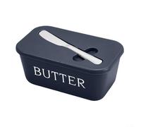 Beurrier avec récipient à beurre en plastique avec couvercle rainuré pour cuisine, table à manger, stockage des aliments multifonction, 16,7 x 9,7 x 7,4 cm (bleu)