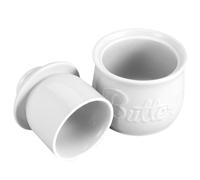 Beurrier Blanc en Céramique, Grand Pot de Conservation avec Couvercle | Style Élégant Traditionnel, Protège Beurre Fromage Margarine, Usage la Cuisine Familiale, Forme Classique