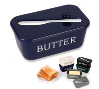 Beurrier Bleu Marine,Boîte à Beurre Plastique avec Couvercle,Couteau Intégré,Lave-Vaisselle,Frigo,Rangement Cuisine Petit Déjeuner Table Buffet Table Cuisine Maison Jardin Fête Réception Pique Nique
