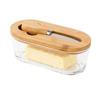 Beurrier carré hermétique en verre 300 ml avec couvercle pour plan de travail pour maison, cuisine, bureau, chambre, pique-nique, voyage, plan de travail