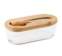 Beurrier carré hermétique en verre 300 ml avec couvercle pour plan de travail pour maison, cuisine, bureau, chambre, pique-nique, voyage