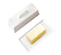 Beurrier Céramique avec Couvercle Poignée, Beurrier Porcelaine Français 500g et 250g Contenir, Boîte a Beurre Plateau Beurre Récipient Stockage Grande Capacité pour Comptoir, Frigo, Cuisine (Blanc)