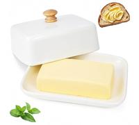 Beurrier Céramique, Beurrier avec Couvercle, Boîte à Beurre pour 250 g, Beurrier Porcelaine pour Réfrigérateur et Table, Passe au Lave-Vaisselle