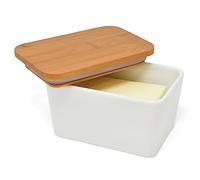 Beurrier Céramique Blanc Couvercle Bambou - Joeji’s Kitchen Porcelaine 500ml