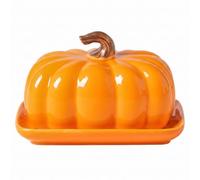 Beurrier, Citrouille en Céramique avec Couvercle Orange | Porte-beurre en céramique pour Halloween, cuisine, salle à manger..Le couvercle garde le beurre frais..Conception de citroui