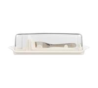 Beurrier Coupe-beurre Blanc en Plastique Lame Inox et Boîte Rangement | Bord Lisse sans Bavures, Conservation Pratique, pour Margarine ou Fromage Frais, Boulangers et Cuisiniers,