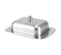 Beurrier couvert, bac à beurre en acier inoxydable avec couvercle, 19 x 12 x 7 cm, forme compacte et rangement polyvalent, conteneur de produits laitiers moderne pour la cuisine et la table du