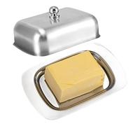 Beurrier couvert - Boîte à beurre en acier inoxydable, beurrier rectangulaire | Plateau de stockage de fromage décoratif avec couvercle, récipient à beurre, plat à beurre pour la cuisine à domicile, R