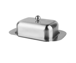 Beurrier en acier inoxydable avec couvercle en acrylique pour le stockage du beurre et du fromage, design rectangulaire compact, passe au lave-vaisselle et résistant à la rouille (couvercle en acier