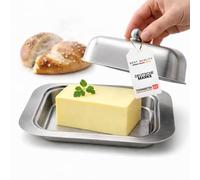 Beurrier en acier inoxydable avec couvercle mat, passe au lave-vaisselle, cloche à beurre pour la cuisine, le petit-déjeuner, le réfrigérateur, le stockage du beurre et du beurre de margarine