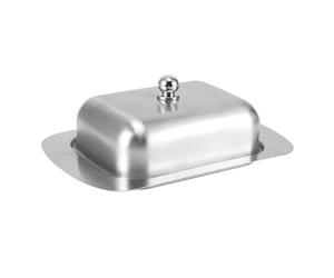 Beurrier en acier inoxydable, plateau de rangement en métal, 19,1 x 12,7 cm, récipient de qualité alimentaire, beurre couvert, finition en acier brossé, pour service de comptoir, stockage frais du