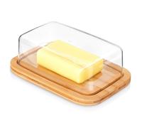 Beurrier en bambou - MONDEX - 19x12,5x6 cm - Couvercle transparent - Facile à nettoyer - Écologique