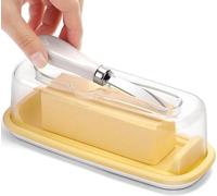 Beurrier en céramique avec couvercle et couteau - couteau à beurre en acier inoxydable - hermétique et robuste - portable - accessoire de cuisine