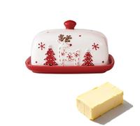 Beurrier En Céramique Avec Couvercle, Récipient De Rangement Multifonctionnel for La Cuisine, Idéal for Le Plan De Travail, La Décoration De Noël