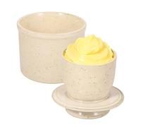 Beurrier en Céramique, Beurrier Français à Eau avec Couvercle, Garde le Beurre Frais et Tartinable, Pot à Beurre pour Cuisine, Petit-Déjeuner et Table, Blanc Moucheté