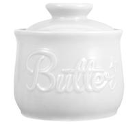 Beurrier en Céramique Blanc à Couvercle, Grand Pot Décoratif | Beurre, Fromage et Tartinades, Usage Familial sur Plan de Travail, Style Traditionnel Élégant