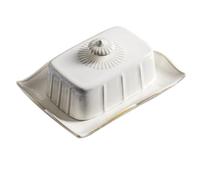 Beurrier en Céramique Blanc Boîte à Beurre et Fromage, Couvercle | Plat de Service pour Dessert, Usage Maison et Restaurants, Conserve les Aliments Frais, Style Simple
